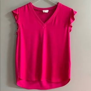 Kate Spade Pink V Neck Ruffle Blouse Small